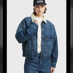 NWT! G - Star Raw, Drifter Sherpa Jacket, Faded Cliffside Blue, Size S,MSRP $250